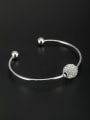 thumb Platinum Plated Round Rhinestone White Bangle 0