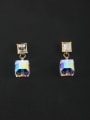 thumb Gold Plated Square Silver austrian Crystals Beautiful Drop drop Earring 0