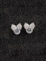 thumb S925 Silver Butterfly High-Grade Zircon Cluster earring 0