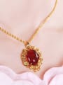 thumb Copper 24K plated artificial Ruby Flower Necklace 1