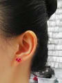 thumb S925 red corundum love Sterling stud Earring 3