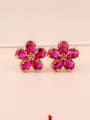 thumb S925 Sterling Silver  Ear needles Ruby fashion Cluster earring 0