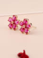 thumb S925 Sterling Silver  Ear needles Ruby fashion Cluster earring 1