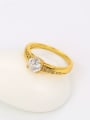 thumb Copper Alloy 24K Gold Plated Simple Women Zircon Engagement Ring 1