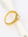 thumb Copper Alloy 24K Gold Plated Simple Women Zircon Engagement Ring 2