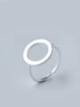 thumb S925 Silve Simple Round Opening Signet Ring 0