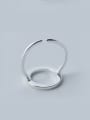 thumb S925 Silve Simple Round Opening Signet Ring 2