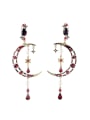 thumb Luxury Moon and Star Shaped Alloy Chandelier earring 0