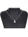 thumb Copper White Gold Plated Cube-shaped Crystal Necklace 1