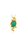 thumb Copper 24K Gold Plated Short Retro Flower Gemstone Necklace 0