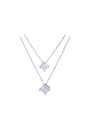 thumb Copper Alloy White Gold Plated Multilayer Zircon Necklace 0