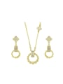 thumb Copper Alloy 14K Gold Plated Simple Two Pieces Zircon Jewelry Set 0