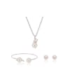 thumb Alloy White Gold Plated Simple style Artificial Pearl Three Pieces Jewelry Set 0