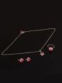 thumb Alloy Rose Gold Plated Fashion Rhinestones Flower Three Pieces Jewelry Set 1