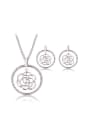 thumb Alloy White Gold Plated Fashion Rhinestones Hollow Flower-shaped Two Pieces Jewelry Set 0