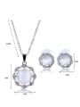 thumb Alloy White Gold Plated Fashion Artificial Pearl Flower-shaped Two Pieces Jewelry Set 2