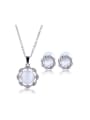 thumb Alloy White Gold Plated Fashion Artificial Pearl Flower-shaped Two Pieces Jewelry Set 0