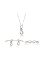 thumb Alloy White Gold Plated Simple style Rhinestone Eight-shaped Three Pieces Jewelry Set 0