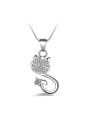 thumb Fashion Cute Cat Shiny Zirconias Pendant Copper Necklace 0