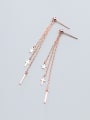 thumb 925 Sterling Silver With Rose Gold Plated Simplistic Chain Threader Earrings 2