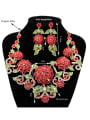 thumb Multi-color Rhinestones Flowers Two Pieces Jewelry Set 2