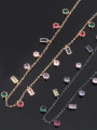 thumb Copper With Glass stone Fashion Geometric Beaded Necklaces 4