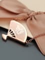 thumb Titanium Steel Rose Gold National Wind Fan Necklace 2