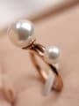 thumb Artificial Pearls Double Lines Opening Ring 2