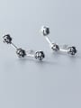 thumb 925 Sterling Silver With Antique Silver Plated Fashion Rosary Stud Earrings 1