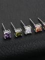 thumb Square AAA Zircon Square Drilling Classic Male And Female Universal Anti-allergic stud Earring 2