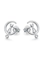 thumb Simple Tiny Moon Kitten 925 Silver Stud Earrings 0