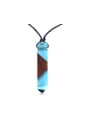 thumb Trendy Blue Wood Geometric Shaped Resin Necklace 0