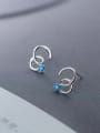 thumb 925 Sterling Silver With Silver Plated Simplistic Geometric Five Claws Stud Earrings 3