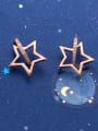 thumb 925 Sterling Silver With Silver Plated Simplistic Irregular Star Stud Earrings 2