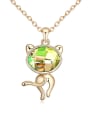 thumb Fashion Oval austrian Crystal Little Cat Pendant Alloy Necklace 4