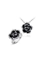 thumb Black White Gold plated Flower Austria Crystal Two Pieces Jewelry Set 0