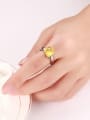 thumb All-match Yellow Glass Bead Stainless Steel Ring 2