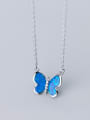 thumb 925 Sterling Silver With Acrylic Fashion Bowknot butterfly Pendant Necklaces 3