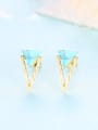thumb 925 Sterling Silver With Turquoise Simplistic Triangle Stud Earrings 2
