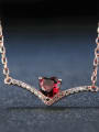 thumb Heart-shape Red Garnet Simple Women Clavicle Necklace 1