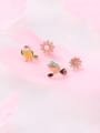 thumb Alloy With Rose Gold Plated Cute Asymmetry  Little Bird Flower  Stud Earrings 0