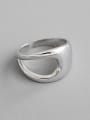 thumb 925 Sterling Silver With Platinum Plated Simplistic Irregular Free Size Rings 4
