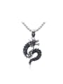 thumb Personality Black Dragon Shaped Rhinestone Pendant 0