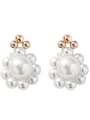 thumb Alloy With Gold Plated Cute Flower Imitation Pearl Stud Earrings 0