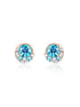 thumb Blue Round Shaped Austrian Crystals Stud Earrings 0