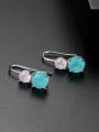 thumb Main stone powder and green zircon fashion simple color Earring 2