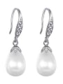 thumb Copper With Platinum Plated Fashion Water Drop  Pearl  Hook Earrings 0