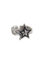 thumb Personalized Black Star Silver Opening Ring 0