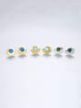 thumb 925 Sterling  Silver With Opal  Simplistic Semicircle Stud Earrings 2