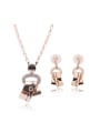 thumb 2018 Alloy Rose Gold Plated Fashion Rhinestones Two Pieces Jewelry Set 0